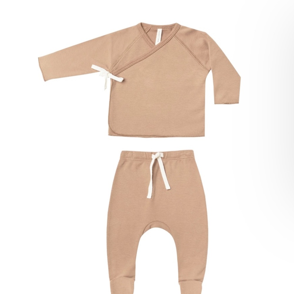 Quincy Mae wrap top and footed pant set